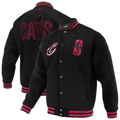 Unisex FISLL Black Cleveland Cavaliers Logoman Shadow Collection Full-Snap Varsity Jacket