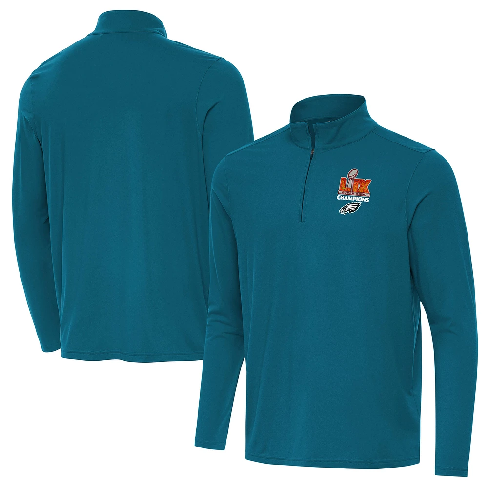 Men's Antigua Midnight Green Philadelphia Eagles Super Bowl LIX Champions Intent Quarter-Zip Pullover Top