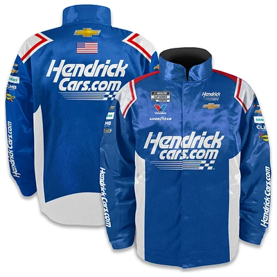 Men's Hendrick Motorsports Team Collection Blue Kyle Larson Hendrickcars.com Full-Snap Nylon Uniform Jacket