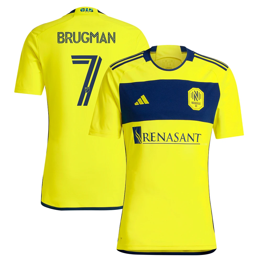 Men's adidas Gastón Brugman Yellow Nashville SC 2024 The 615 Kit Replica Player Jersey