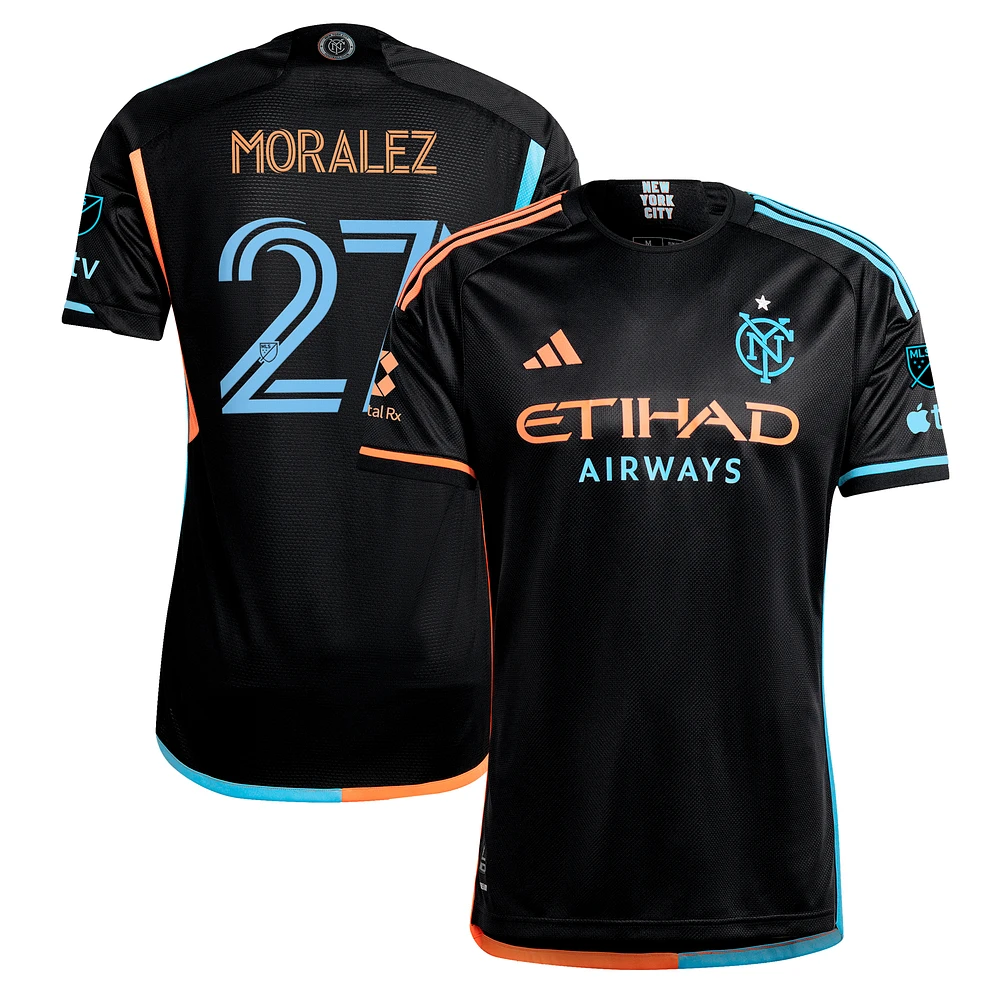 Men's adidas Maximiliano Moralez Black New York City FC 2024 24/7 Kit Authentic Player Jersey