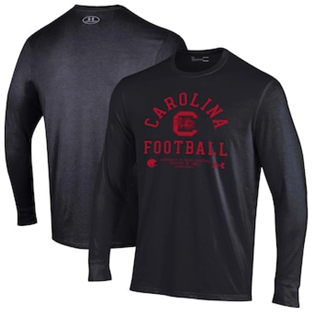 Men's Under Armour Black South Carolina Gamecocks 2025 Sideline Football Performance Cotton Long Sleeve T-Shirt