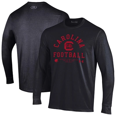 Men's Under Armour Black South Carolina Gamecocks 2025 Sideline Football Performance Cotton Long Sleeve T-Shirt