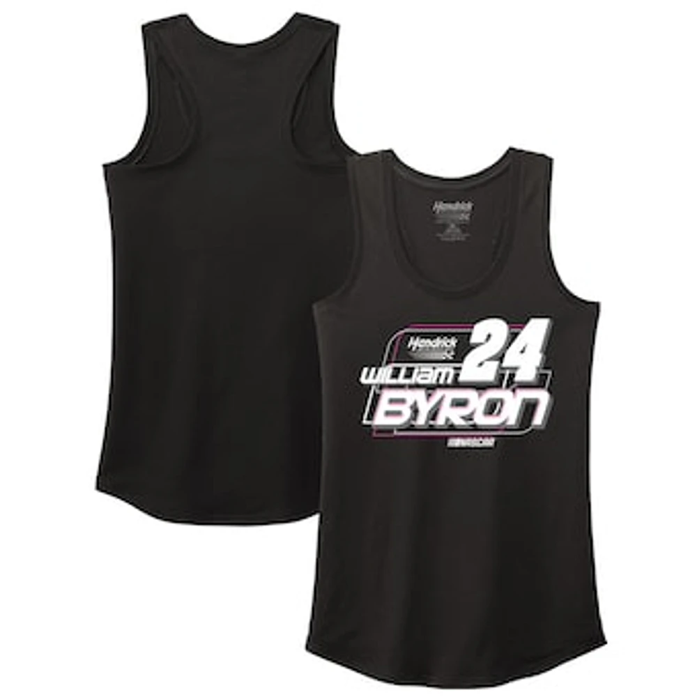 Women's Hendrick Motorsports Team Collection Black William Byron Name & Number Racerback Tri-Blend Tank Top