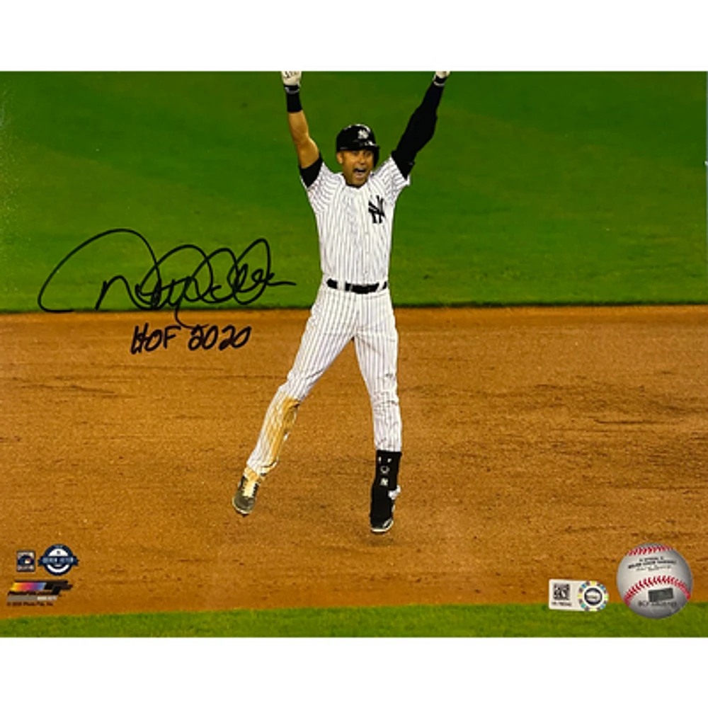 Derek Jeter New York Yankees Autographed Celebration Photograph with "HOF 2020" Inscription