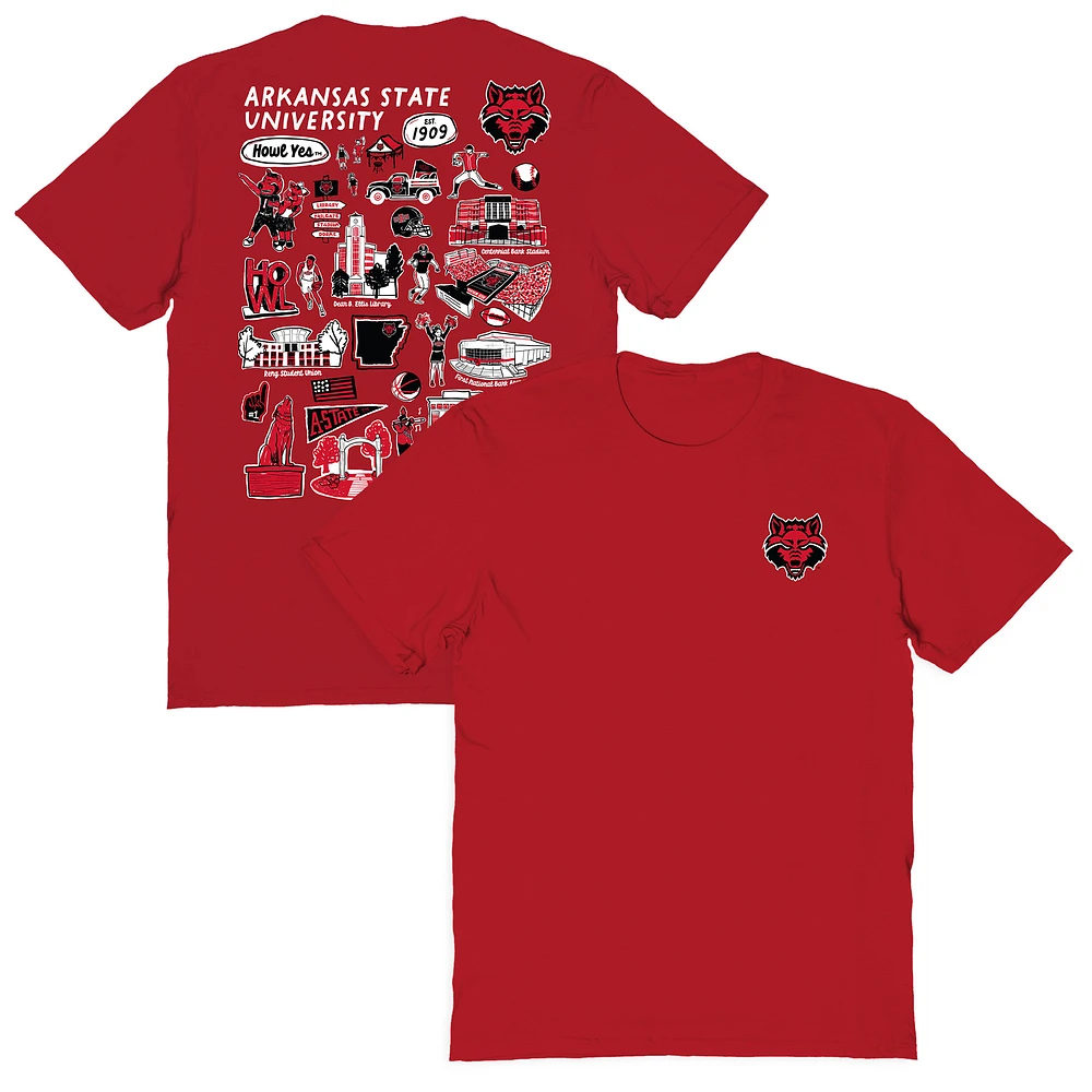 Women's Vive La Fete Red Arkansas State Wolves Impressions Artwork Relaxed Fit T-Shirt