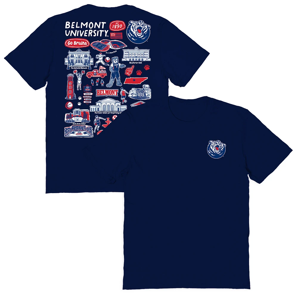 Women's Vive La Fete Navy Belmont Bruins Impressions Artwork Relaxed Fit T-Shirt