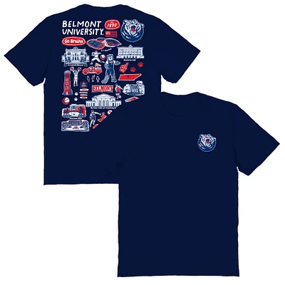 Women's Vive La Fete Navy Belmont Bruins Impressions Artwork Relaxed Fit T-Shirt