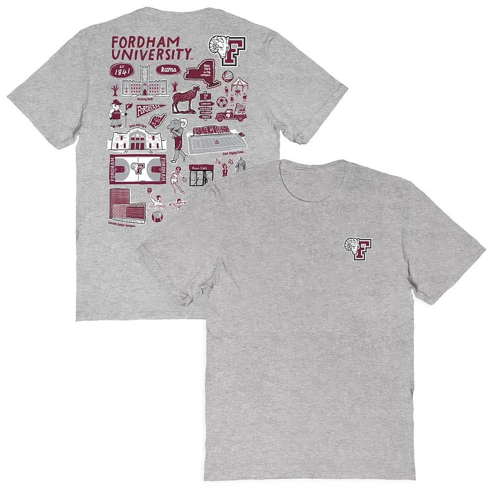Women's Vive La Fete Gray Fordham Rams Impressions Artwork Relaxed Fit T-Shirt
