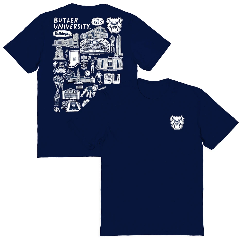 Women's Vive La Fete Navy Butler Bulldogs Impressions Artwork Relaxed Fit T-Shirt