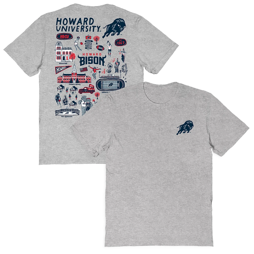 Women's Vive La Fete Gray Howard Bison Impressions Artwork Relaxed Fit T-Shirt