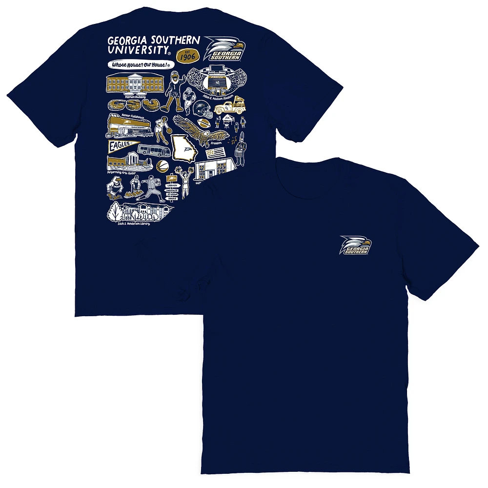Women's Vive La Fete Navy Georgia Southern Eagles Impressions Artwork Relaxed Fit T-Shirt