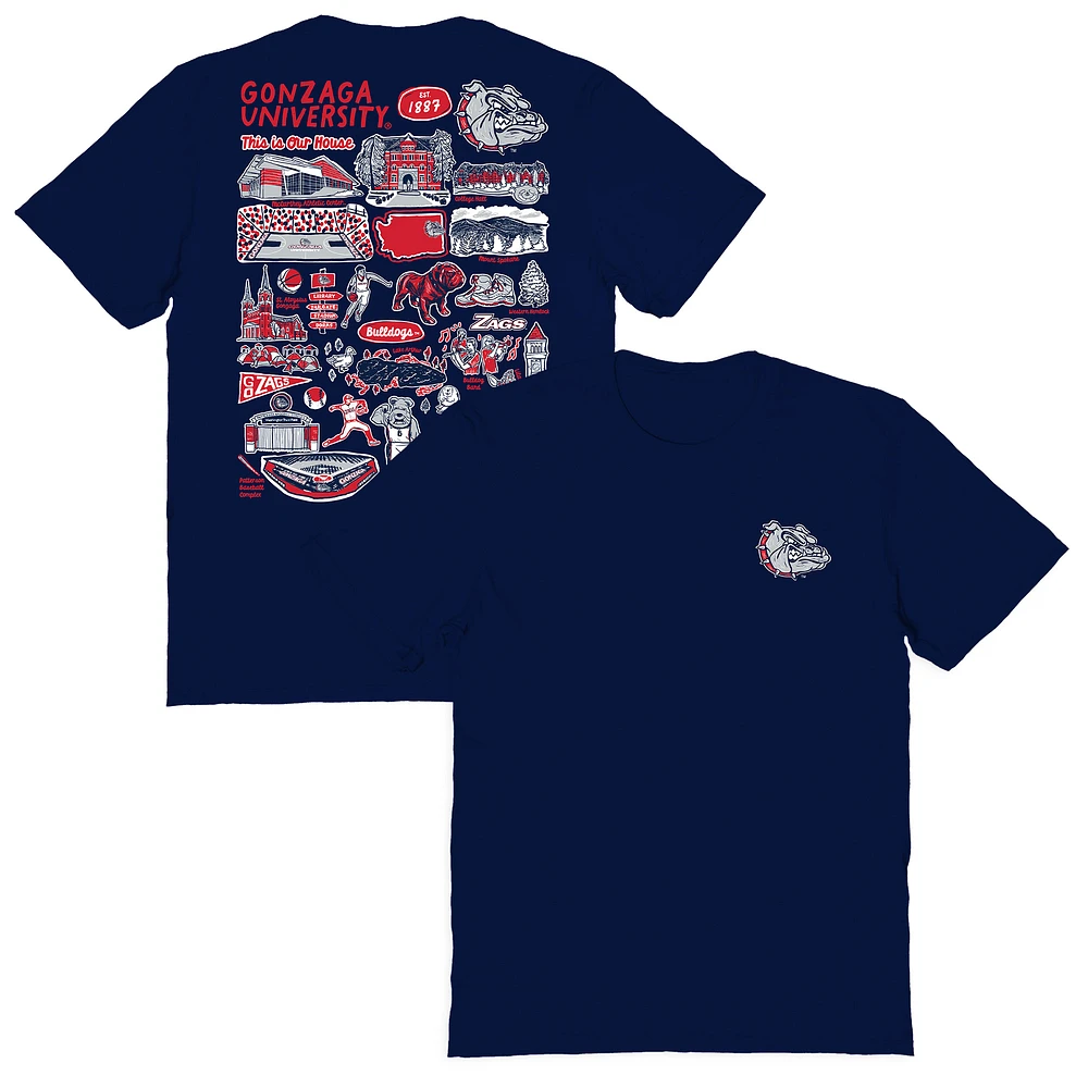 Women's Vive La Fete Navy Gonzaga Bulldogs Impressions Artwork Relaxed Fit T-Shirt