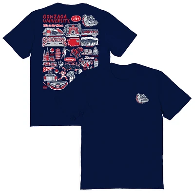 Women's Vive La Fete  Navy Gonzaga Bulldogs Impressions Artwork Relaxed Fit T-Shirt
