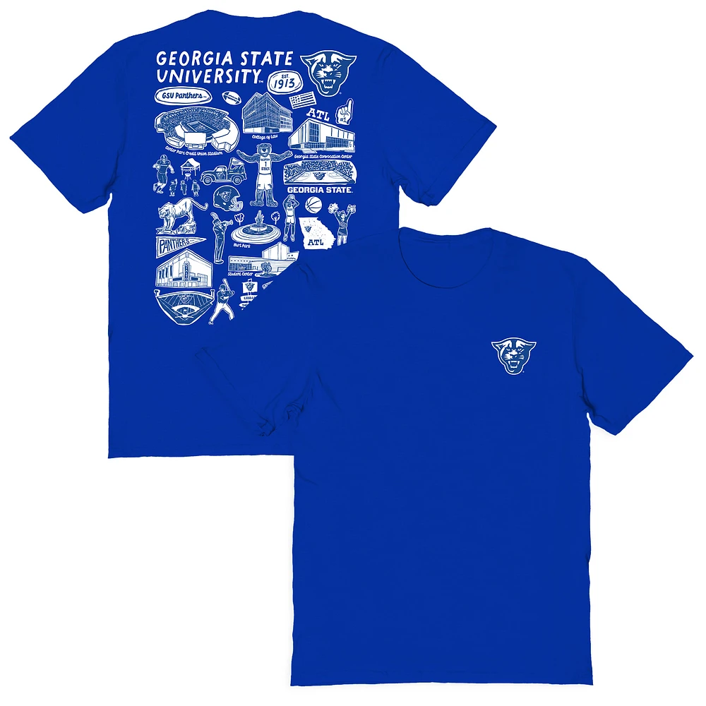 Women's Vive La Fete Royal Georgia State Panthers Impressions Artwork Relaxed Fit T-Shirt