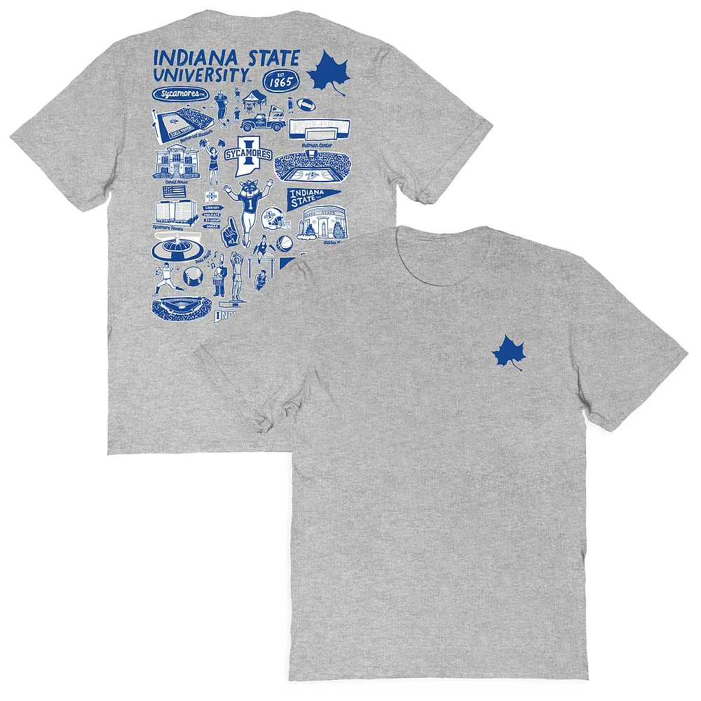 Women's Vive La Fete Gray Indiana State Sycamores Impressions Artwork Relaxed Fit T-Shirt