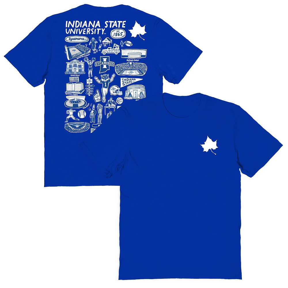 Women's Vive La Fete Royal Indiana State Sycamores Impressions Artwork Relaxed Fit T-Shirt