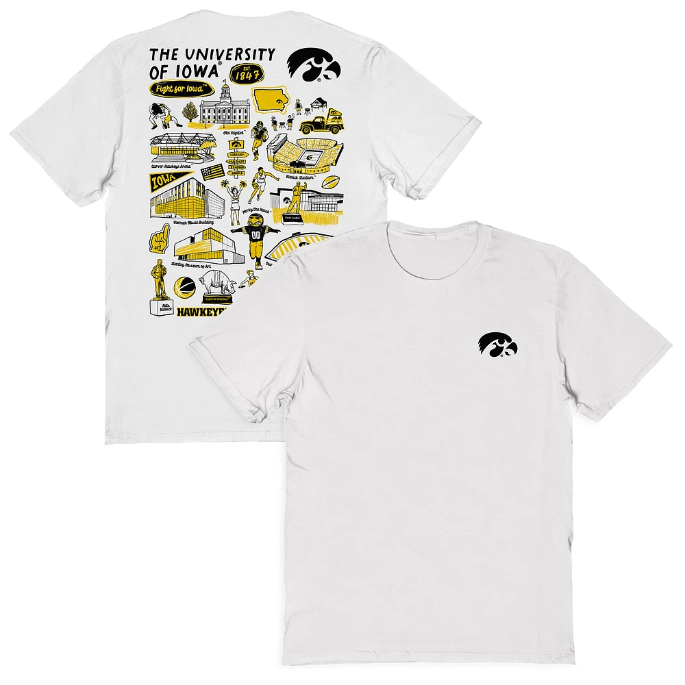 Women's Vive La Fete White Iowa Hawkeyes Impressions Artwork Relaxed Fit T-Shirt