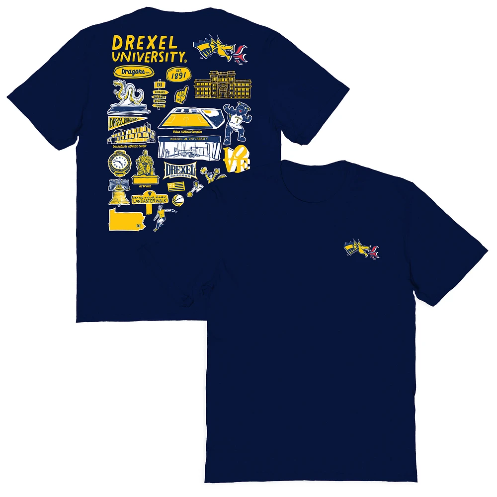 Women's Vive La Fete Navy Drexel Dragons Impressions Artwork Relaxed Fit T-Shirt