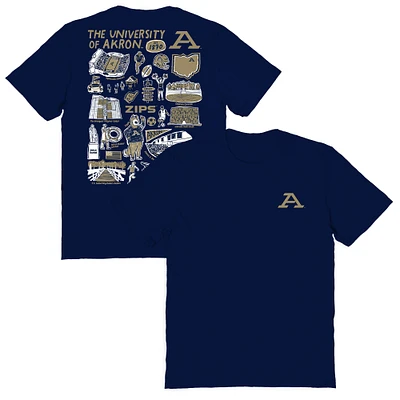Women's Vive La Fete  Navy Akron Zips Impressions Artwork Relaxed Fit T-Shirt