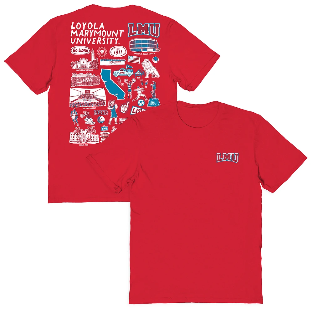 Women's Vive La Fete  Red Loyola Marymount Lions Impressions Artwork Relaxed Fit T-Shirt