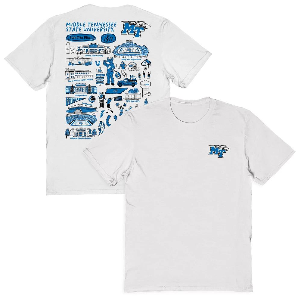 Women's Vive La Fete White MTSU Blue Raiders Impressions Artwork Relaxed Fit T-Shirt