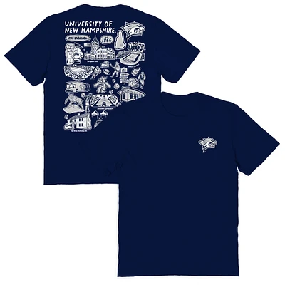 Women's Vive La Fete Navy New Hampshire Wildcats Impressions Artwork Relaxed Fit T-Shirt