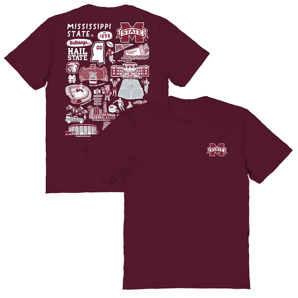 Women's Vive La Fete Maroon Mississippi State Bulldogs Impressions Artwork Relaxed Fit T-Shirt
