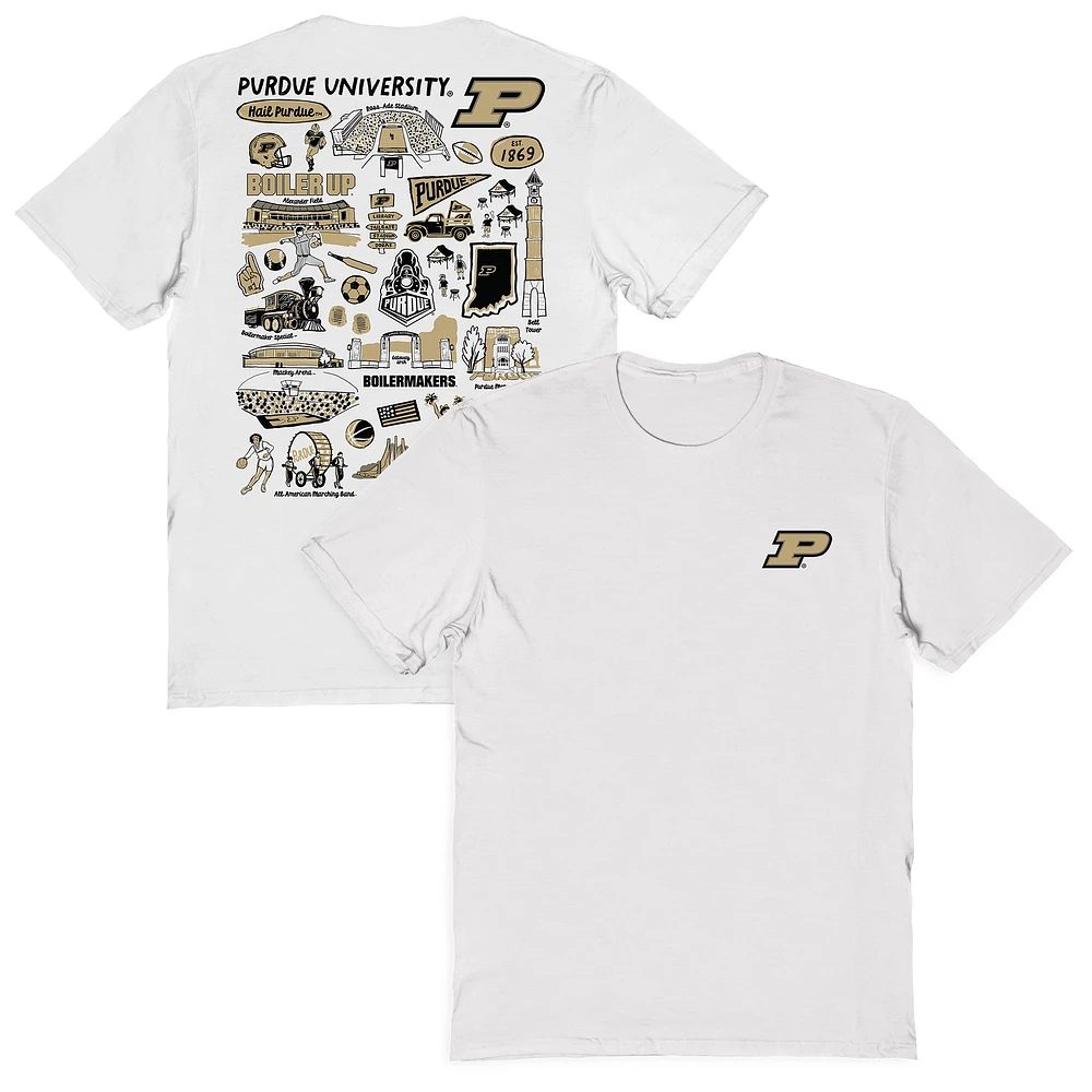 Women's Vive La Fete White Purdue Boilermakers Impressions Artwork Relaxed Fit T-Shirt