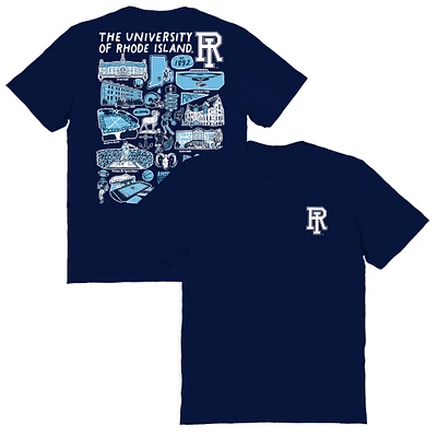 Women's Vive La Fete Navy Rhode Island Rams Impressions Artwork Relaxed Fit T-Shirt