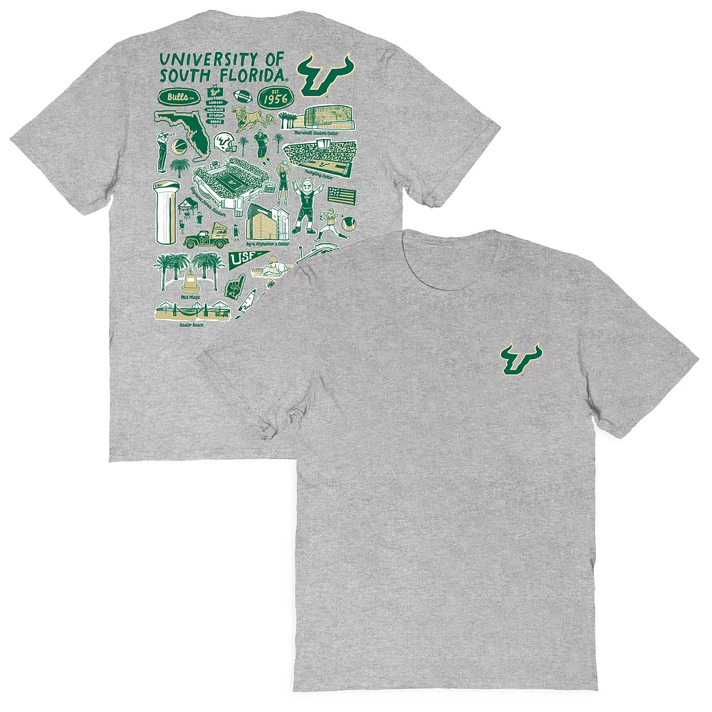 Women's Vive La Fete Gray South Florida Bulls Impressions Artwork Relaxed Fit T-Shirt