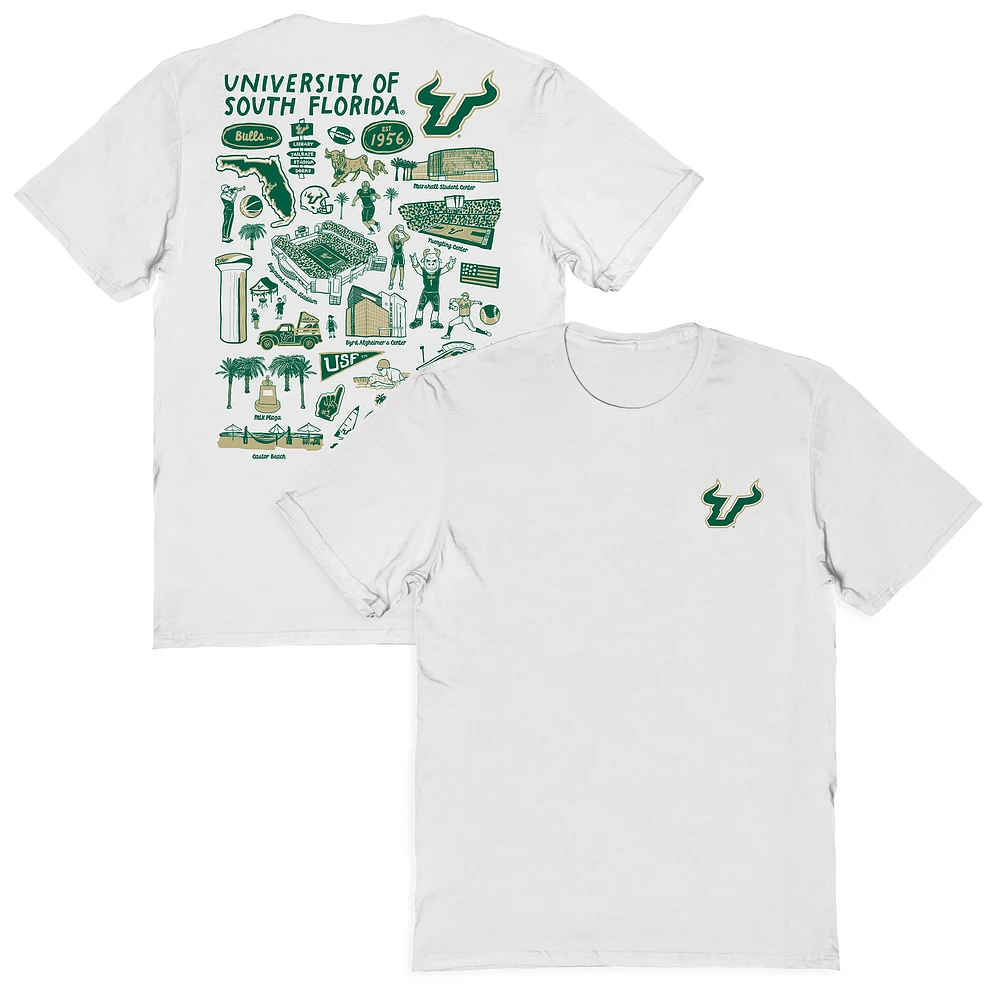 Women's Vive La Fete White South Florida Bulls Impressions Artwork Relaxed Fit T-Shirt