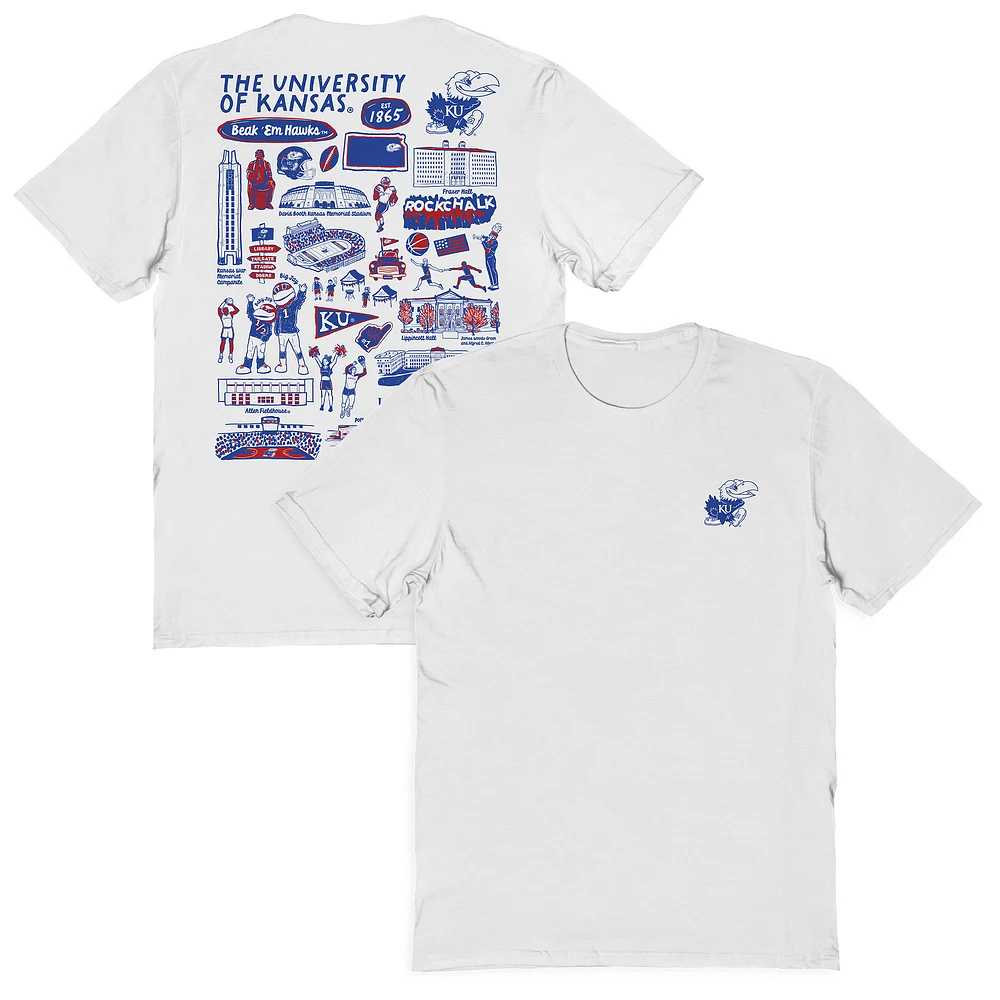 Women's Vive La Fete White Kansas Jayhawks Impressions Artwork Relaxed Fit T-Shirt