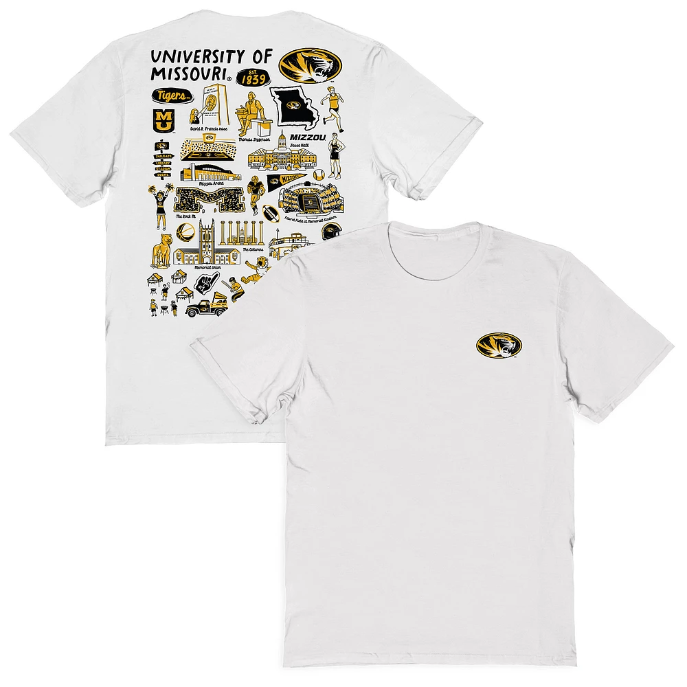 Women's Vive La Fete White Missouri Tigers Impressions Artwork Relaxed Fit T-Shirt