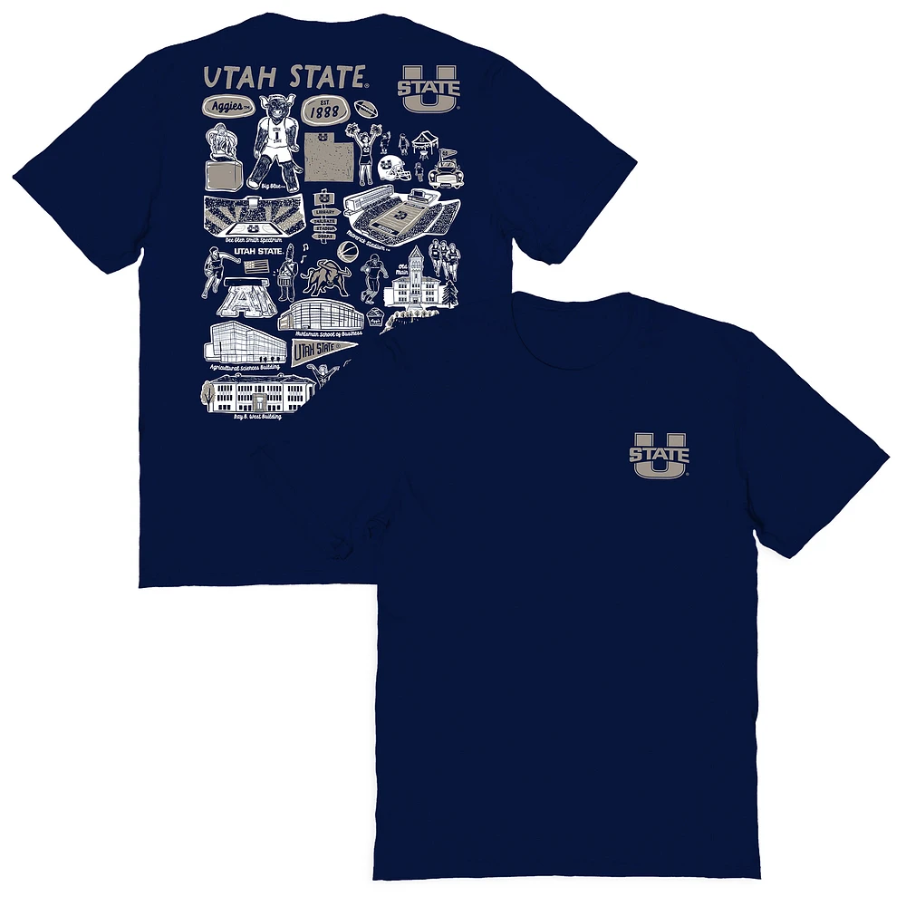 Women's Vive La Fete Navy Utah State Aggies Impressions Artwork Relaxed Fit T-Shirt