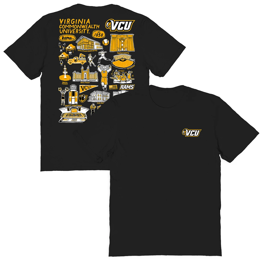 Women's Vive La Fete Black VCU Rams Impressions Artwork Relaxed Fit T-Shirt