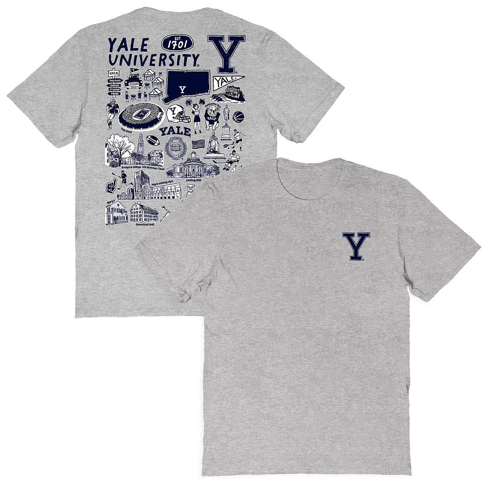 Women's Vive La Fete Gray Yale Bulldogs Impressions Artwork Relaxed Fit T-Shirt