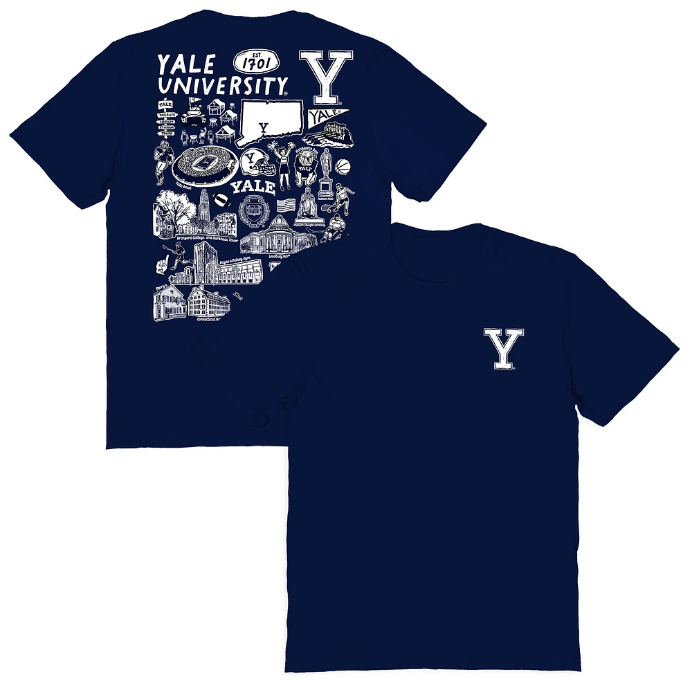 Women's Vive La Fete Navy Yale Bulldogs Impressions Artwork Relaxed Fit T-Shirt