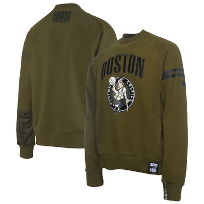 Men's NBA x Two Hype Olive Boston Celtics Culture & Hoops Collection Premium Pullover Sweatshirt
