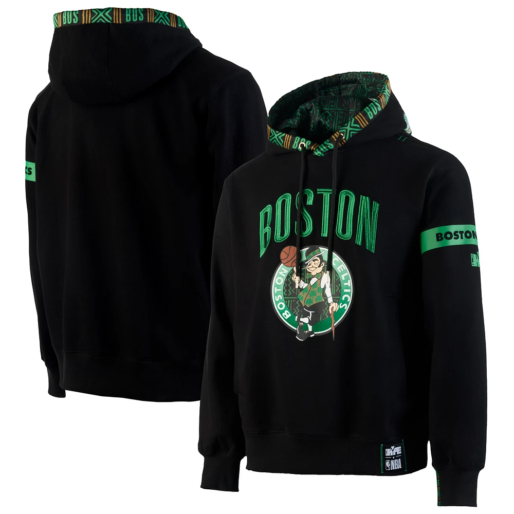 Men's NBA x Two Hype Black Boston Celtics Culture & Hoops Collection Premium Pullover Hoodie