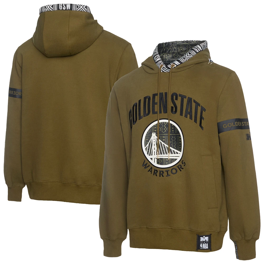 Men's NBA x Two Hype Olive Golden State Warriors Culture & Hoops Collection Premium Pullover Hoodie