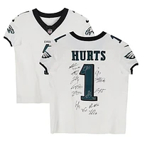 Philadelphia Eagles Super Bowl LIX Champions Autographed White Nike Jalen Hurts Vapor F.U.S.E. Elite Jersey with 15 Signatures - Limited Edition of 50