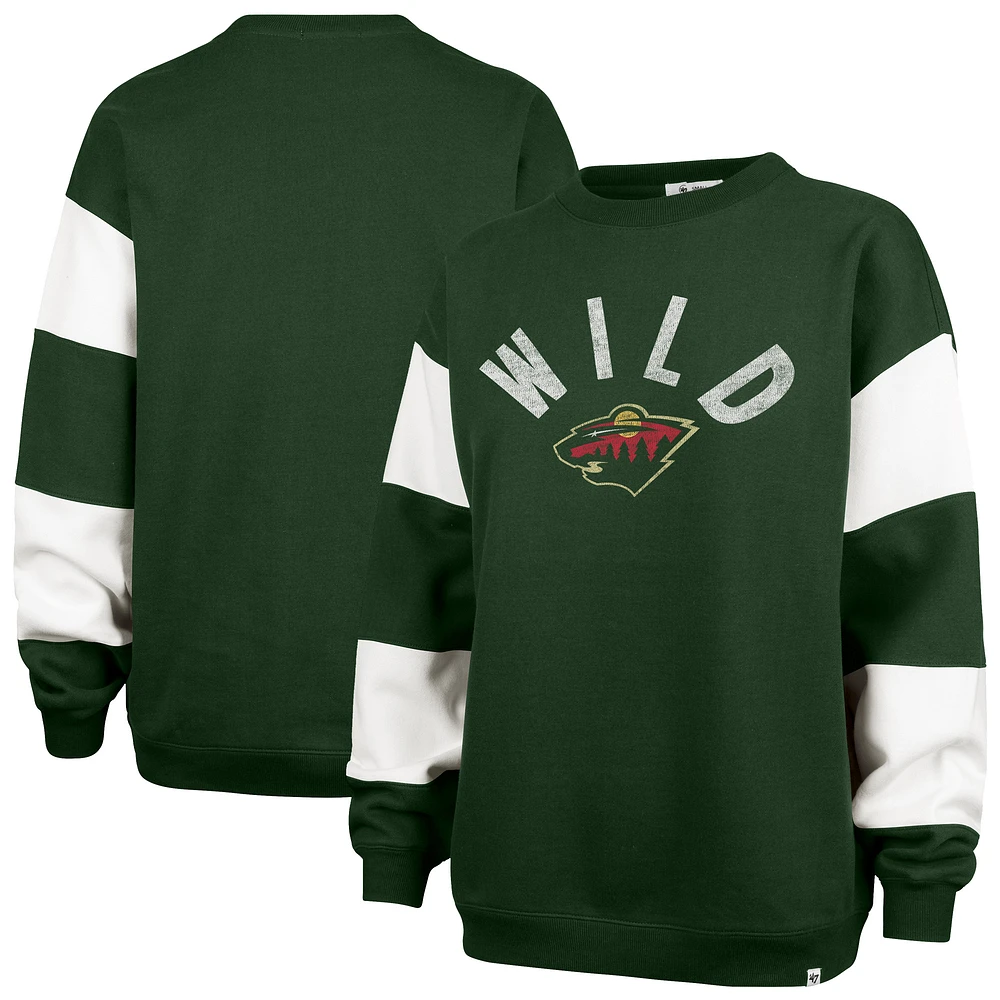 Women's '47 Green Minnesota Wild Eephus Barred Pullover Sweatshirt