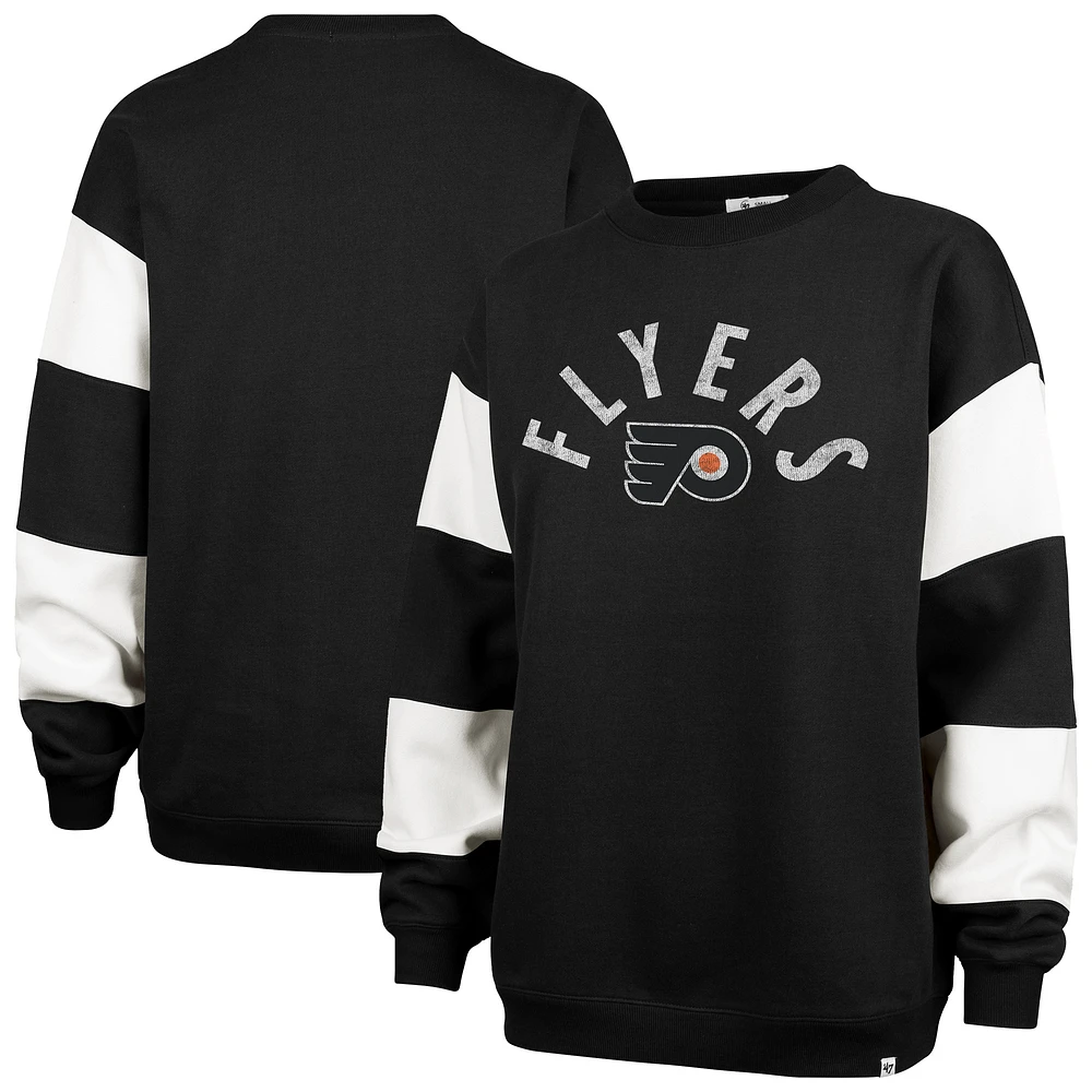 Women's '47 Black Philadelphia Flyers Eephus Barred Pullover Sweatshirt