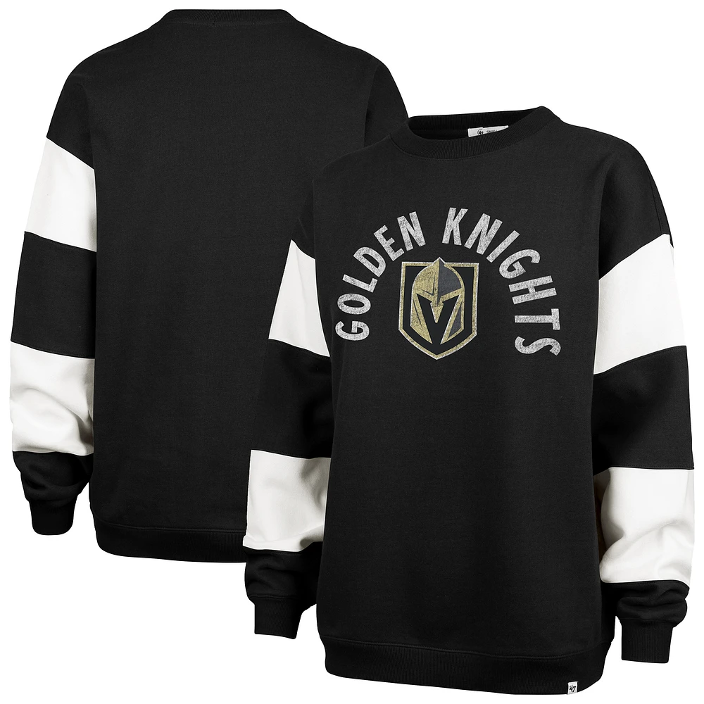Women's '47 Black Vegas Golden Knights Eephus Barred Pullover Sweatshirt