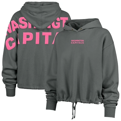 Women's '47 Gray Washington Capitals Bright Side Venice Cropped Pullover Hoodie