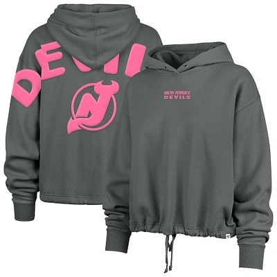 Women's '47 Gray New Jersey Devils Bright Side Venice Cropped Pullover Hoodie