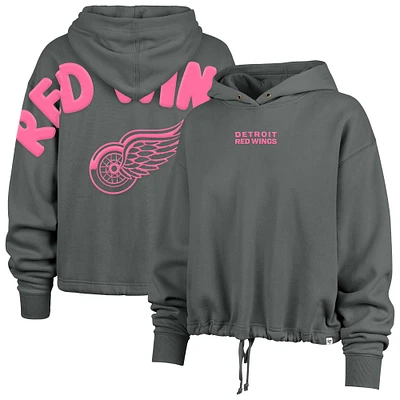 Women's '47 Gray Detroit Red Wings Bright Side Venice Cropped Pullover Hoodie