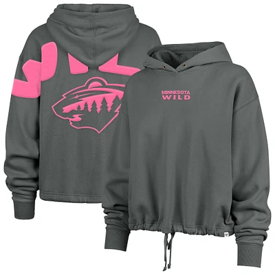 Women's '47 Gray Minnesota Wild Bright Side Venice Cropped Pullover Hoodie