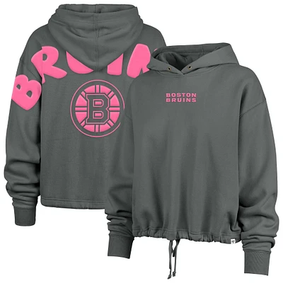 Women's '47 Gray Boston Bruins Bright Side Venice Cropped Pullover Hoodie